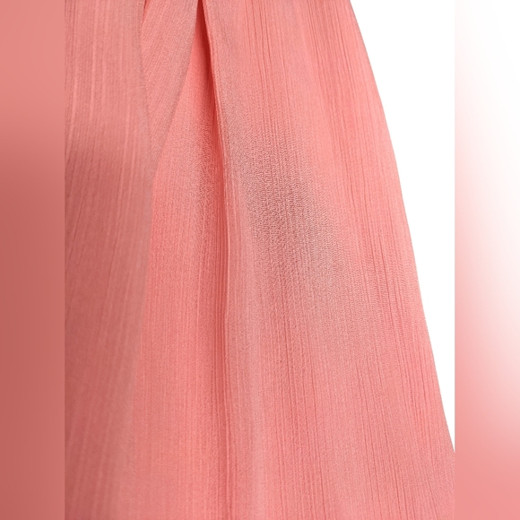 LOFT Mini Skirt Coral XXS pleats flowy sheer light weight dressy elastic waist - Picture 12 of 14